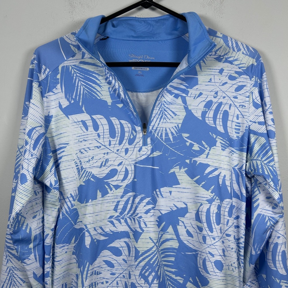 Straight Down Flora Women's XL Blue Performance 1/4 Zip Pullover Golf Tennis Top